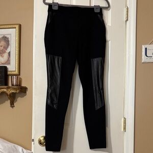 Bar III Black Leggings with Faux Suede and Leather Accents